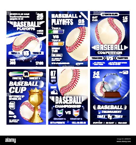 Baseball Playground Game Flyers Posters Set Vector Stock Vector Image
