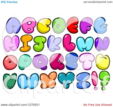 Clipart Of Colorful Cartoon Comic Bubble Capital Alphabet Letters