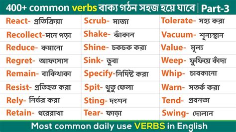Verbs With Bengali Meaning Verbs With Bangla Meaning Verbs In