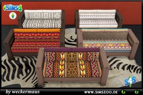 Blackys Sims 4 Zoo African Style Love Seat By Weckermaus • Sims 4