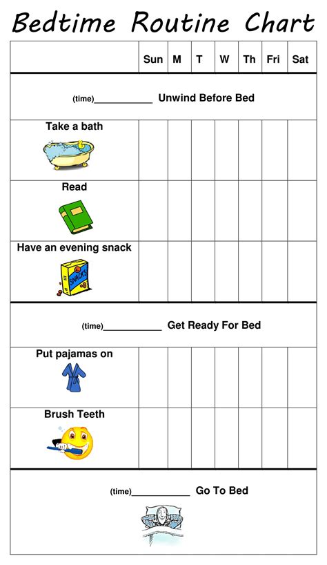 Printable Bedtime Chart