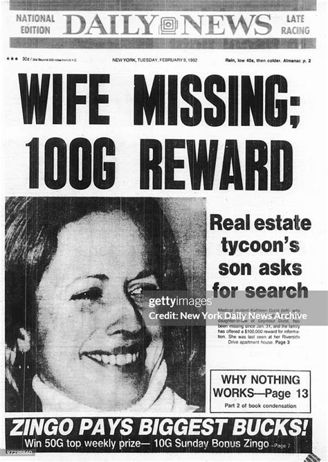 New York Daily News Front Page February 9 Wife Missing 100g News Photo Getty Images
