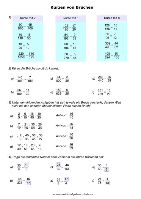 Bruchrechnen arbeitsblätter mit lösungen 6 klasse bei mathefritz ausdrucken. Brüche / Bruchrechnen - Mathe 6. Klasse