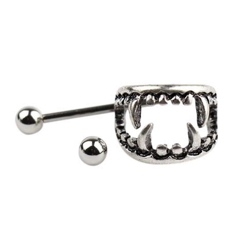Wholesales Surgical Steel Sexy Love Bite Fangs Vampire Fang Nipple Shield Cap Piercing Ring Body