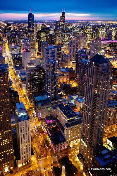 framed photo print  michigan avenue chicago evening blue hour city