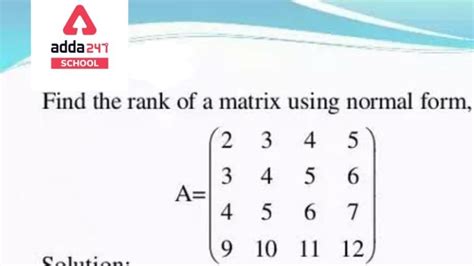Rank Of A Matrix Definition Solved Example Method To Find
