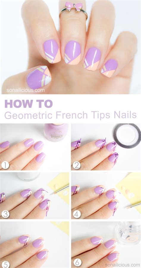 Geometric French Tip Nails Tutorial