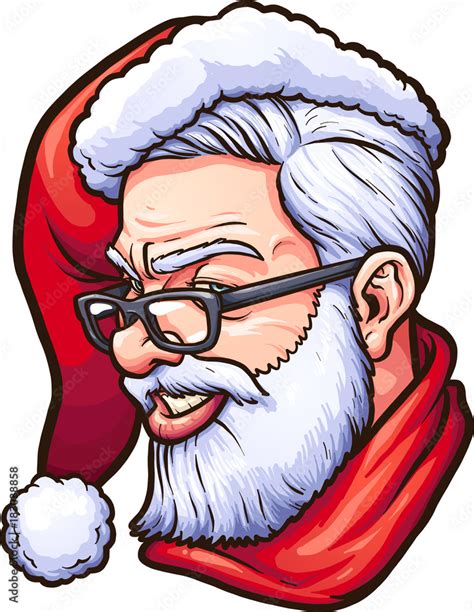 Hipster Santa Claus Vector Clip Art Illustration With Simple Gradients