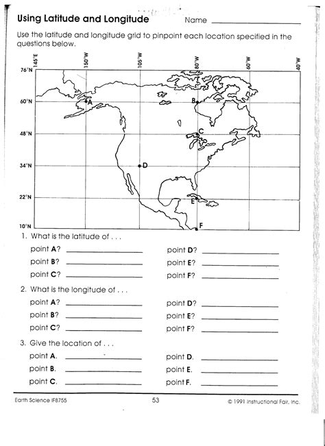 A circle such as around the globe is 360 degrees (�). Using Latitude and Longitude Name Use the latitude and ...