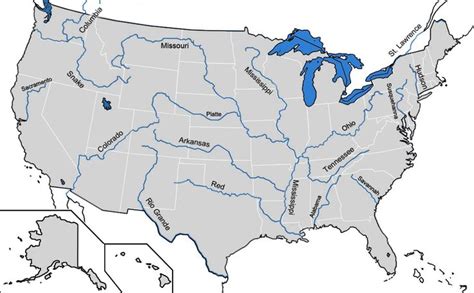Us Major Rivers Map Whatsanswer Geography Map Lake Map Usa Map