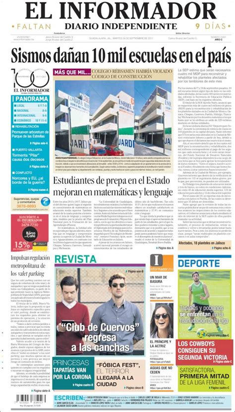 Síganos en nuestras plataformas sociales. Periódico El Informador (México). Periódicos de México ...