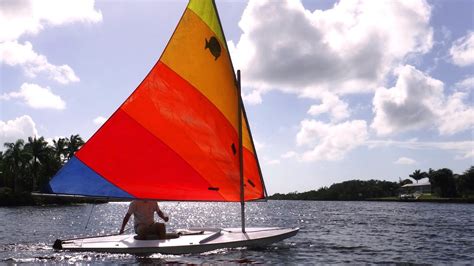 Sailing A Sunfish Small Sailboat And Light Wind Youtube