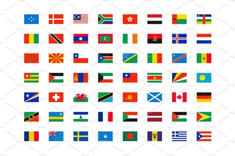 all world flags vector tag label flat icons 2020 vers