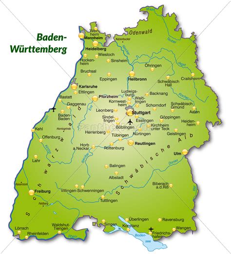 Die landkarte ist ein interaktiver und leicht zu bedienender reiseführer. Karte von Baden-Wuerttemberg als Übersichtskarte in ...