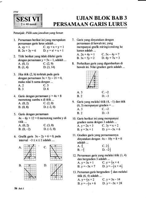 Mathematicc Latihan Soal Persamaan Garis Kelas