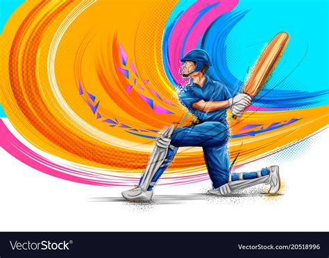 Batsman Playing Cricket Championship Sports Vector Image