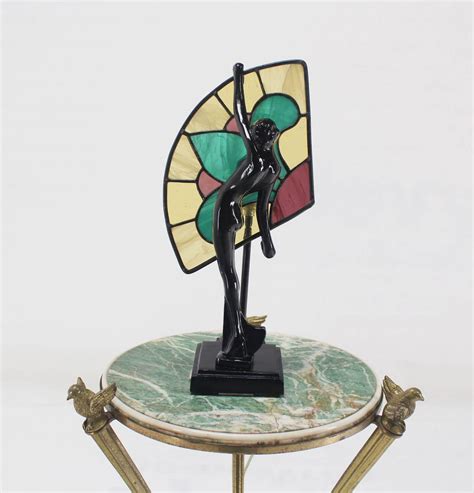 Art Deco Nouveau Style Nude Stained Glass Table Lamp For Sale At