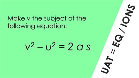 Rearranging Equations Suvat Worked Example Gcse Physics Youtube