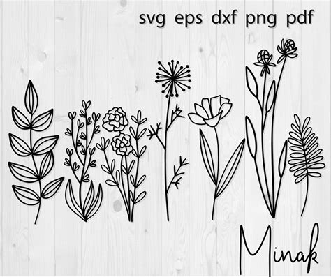 Wildflowers Svg Etsy Flower Svg Hand Drawn Cards Flower Drawing