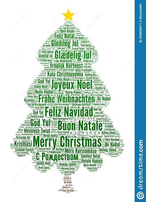 Merry Christmas In Different Languages Word Cloud Stock Illustration