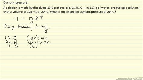 First, fill in all of the necessary information, and then solve Osmotic Pressure Example (Example) - YouTube