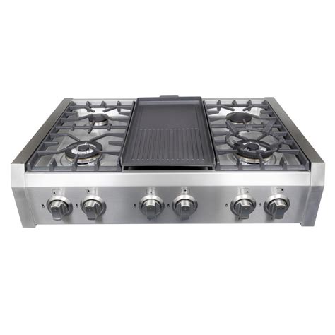 Cosmo 36 In Gas Cooktop In Stainless Steel With Griddle And 6 Burners