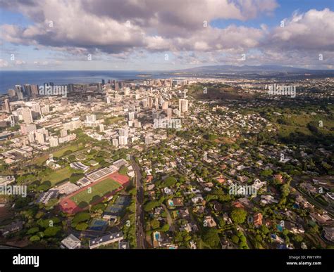 Aerial View Of Honolulu Hawaii Stock Photo Alamy