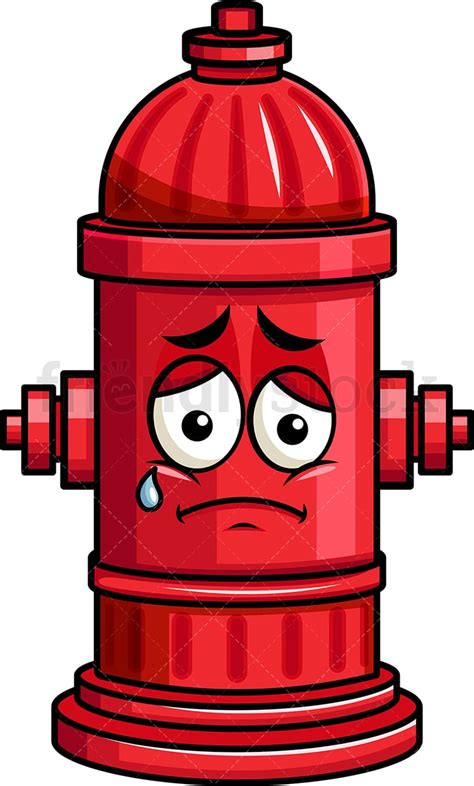 Teared Up Sad Fire Hydrant Emoji Cartoon Vector Clipart Friendlystock