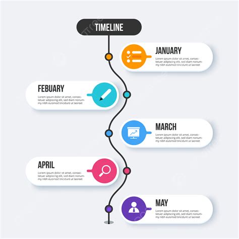 6 Langkah Data Infografis Timeline Garis Waktu Tabel Kertas Template