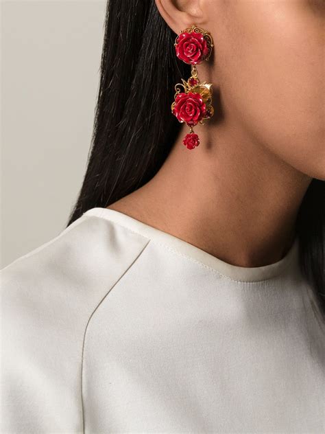 Dolce And Gabbana Filigree Rose Clip On Earrings Farfetch