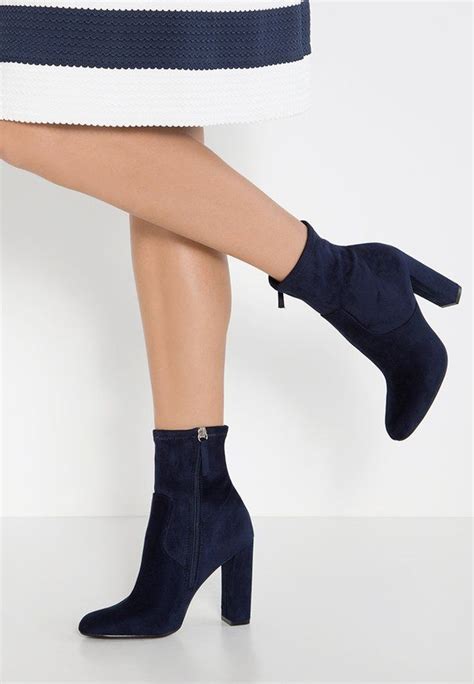 Editt High Heeled Ankle Boots Navy High Heel Boots Ankle Boots