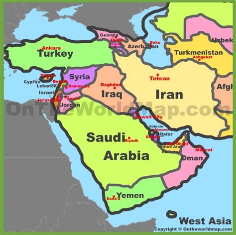 Map Of West Asia In 2020 Asia Map Political Map Middle East Map