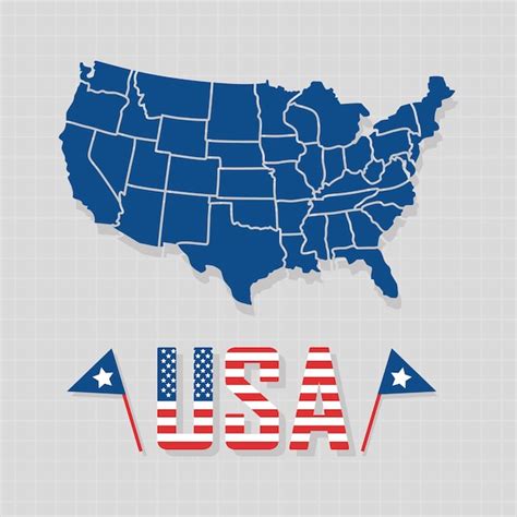Premium Vector Usa Illustration With Country Map And Flags