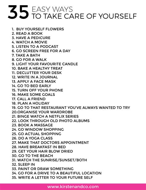 Discover 35 Easy Ways To Take Care Of Yourself Kirsten
