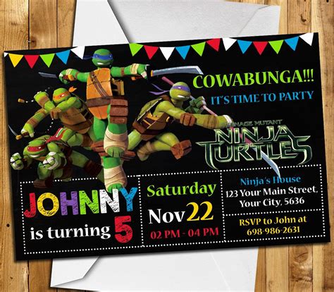 Ninja Turtles Invitation Ninja Turtles Invite Ninja Turtles Birthday