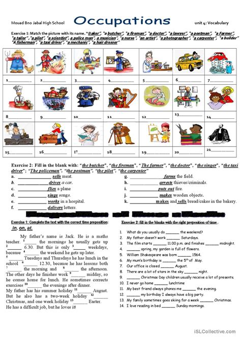 Jobs English Esl Worksheets Pdf And Doc