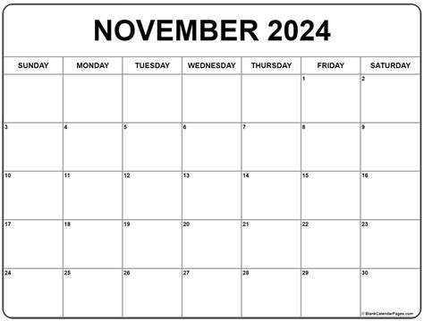 Blank Calendar Of November 2024 Carol Cristen