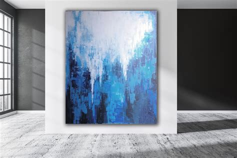 Original Blue Abstract Painting Large Canvas Art Contemporary Art Wall