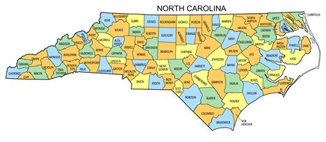 North Carolina County Map Printable State Map With County Lines Diy