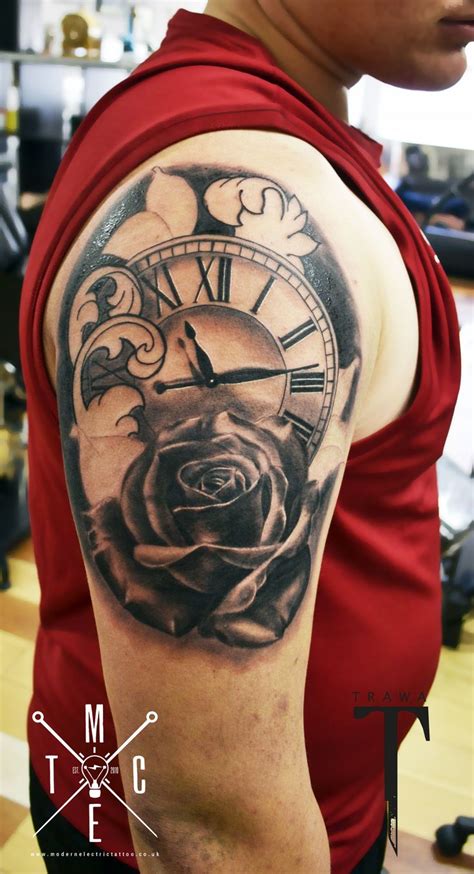 Maybe you would like to learn more about one of these? pocket watch rose tattoo clock rose tattoo | Clock and ...