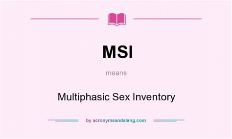 Msi Multiphasic Sex Inventory In Undefined By