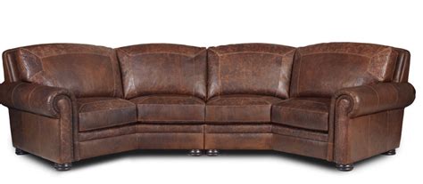 Denver Leather Curved Sofa Supple Brown Leather Solid Hardwood Frame