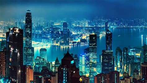 Wallpaper Hong Kong Nightscape Skyline Hd World 2463