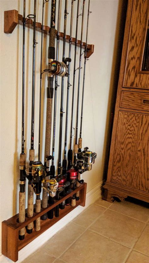 Fishing Pole Rack Wall Mount Tackle Holder Gift For Etsy Fishing