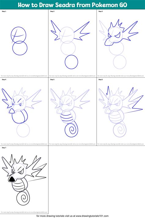 How To Draw Seadra From Pokemon Go Printable Step By Step Drawing Sheet