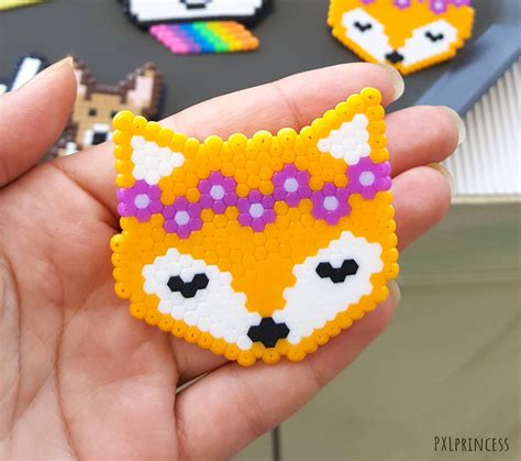 Fox Pin Pixel Art Kawaii Brooch Perler Hama Beads 8 Bit Cute Etsy