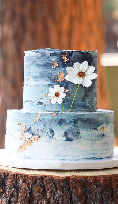 Top Wedding Cake Trends Watercolor Blue And Rose Gold