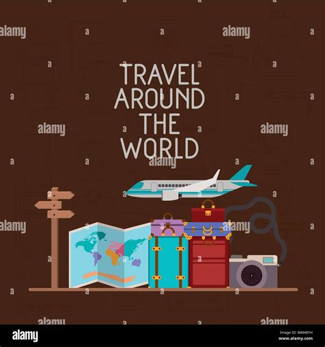 Travel Around The World Set Icons Stock Vector Image And Art Alamy