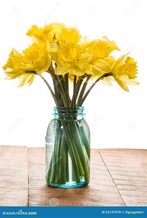Bouquet Of Yellow Daffodil Flowers In A Jar Stock Photo Image Of