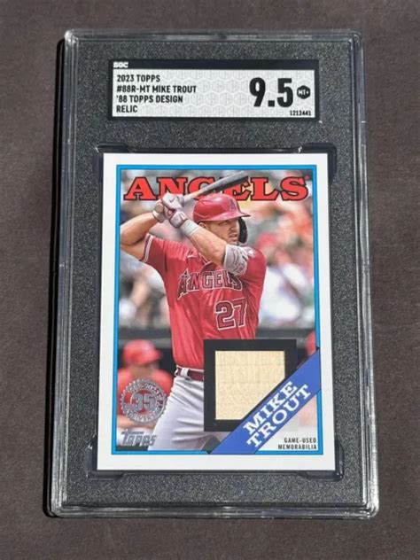 Mike Trout 2023 Topps 1988 Game Used Bat Relic Card 88r Mt Sgc 95